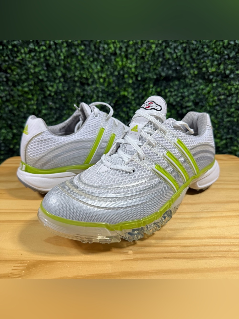 Adidas Powerband Golf Shoes Womens 8.5 White Lime Green Cleats NWT 2008